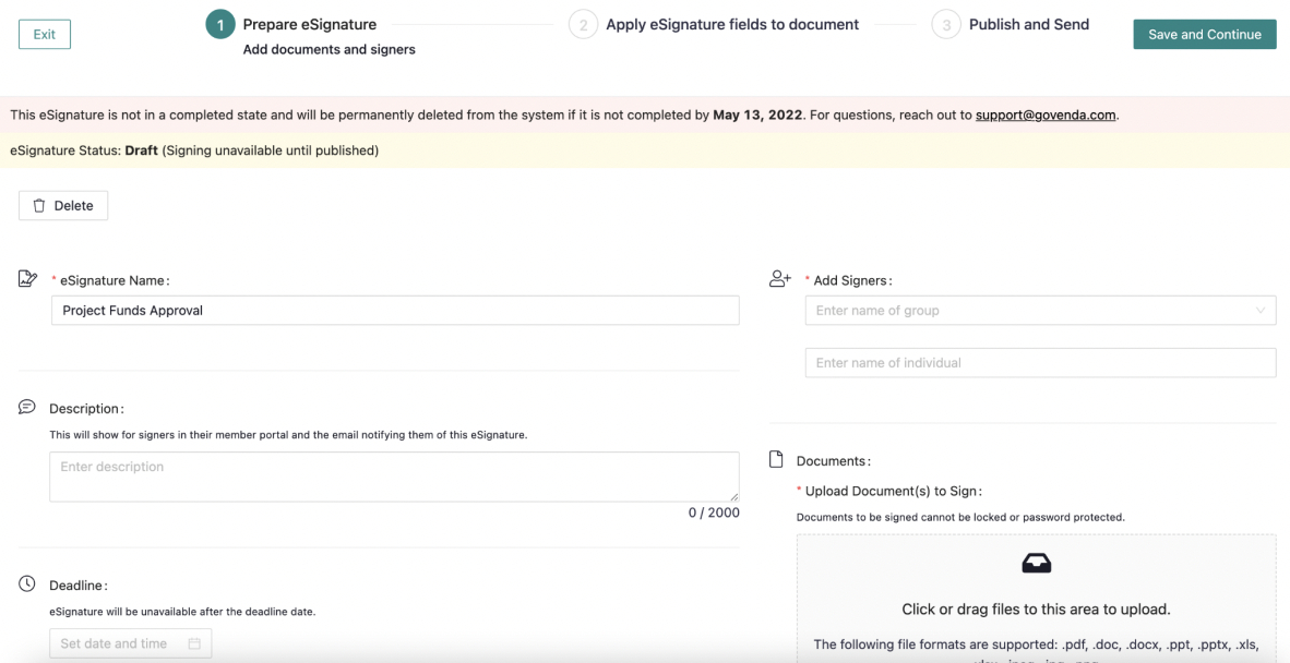 Creating an eSignature – Govenda